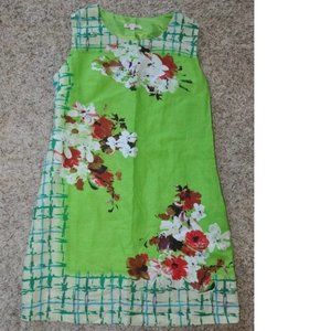 Womens Italian Summer Dress Sweet Miss Large Green Plaid Floral Scoopneck